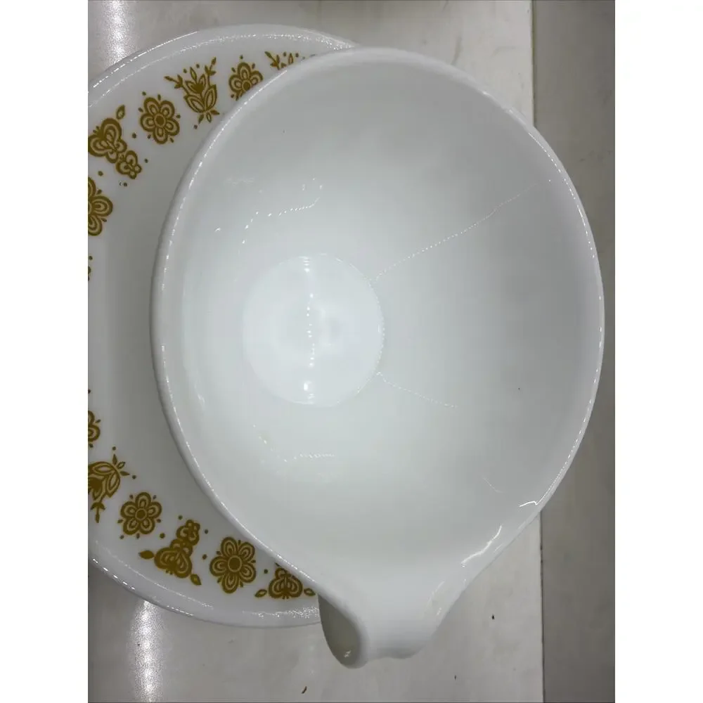 Vintage Set of 4 Corelle Butterfly Gold Hook Handle Coffee Tea Cups /Saucers